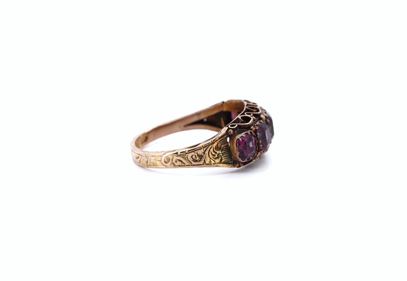 A five-stone garnet ring, early 20th century